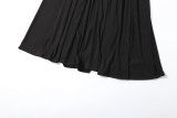 Women Spring Summer Solid Round Neck Backless Dress