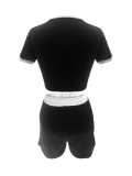 Women Contrast Color Crop Top and Shorts Two-piece Set