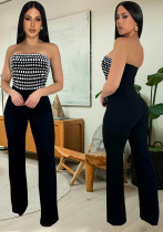 Women Sexy Strapless Solid Beaded Jumpsuit