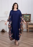 Plus Size Women Saudi Muslim Arabian Floral Robe Dress