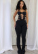 Women Fashion Sexy Halter Neck Lace-up Backless Jumpsuit