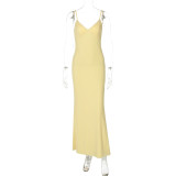 Women Summer Sexy V Neck Suspender Backless Dress