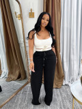 Women Sports Tank Top and Drawstring Wide-leg Pants Two-piece Set
