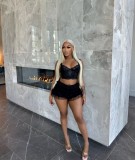 Plus Size Women Summer Sexy Lace Hollow Top and Skir Two-Piece Set
