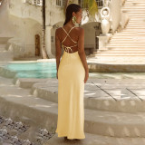 Women Backless Lace-Up Dress