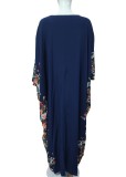 Plus Size Women Saudi Muslim Arabian Floral Robe Dress