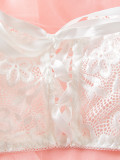 Women lace Bra Plaid Skirt T-back Bowtie Sexy Lingerie Set