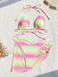 Women Gradient Bikini Three-Piece Swimsuit