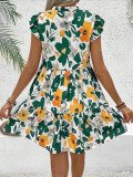 Women Summer Fashion Elegant Ruffle Edge Sleeveless Strap Dress