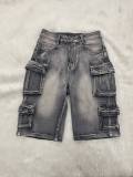 Women Summer Loose Casual Large Pocket Washed Shorts