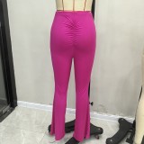 Women casual pleated bell bottom pants