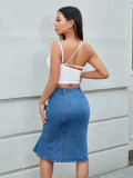 Women Patchwork Bell Bottom Fishtail Stretchy Skirt