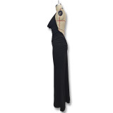 Women Sexy Halter Neck Backless Pile Neck Dress