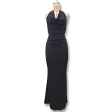 Women Sexy Halter Neck Backless Pile Neck Dress