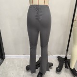 Women casual pleated bell bottom pants