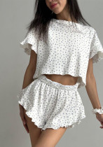 Summer Women's Casual Printed Short Sleeve Round Neck Top Shorts Pajamas Two-Piece Set Summer Women's Casual Printed Short Sleeve Round Neck Top Shorts Pajamas Two-Piece Set