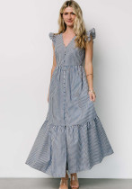 Women's Striped Print Holiday Long Dress Bohemian V-Neck Shirt Dress Women's Striped Print Holiday Long Dress Bohemian V-Neck Shirt Dress