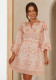Linen Chic Casual Printed Belt Slim-Waist Shirt Dress