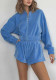 Spring/Autumn Solid Color Zipper Long Sleeve Top Shorts Women's Casual Fashion Two Piece Set