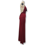 Women Sexy Halter Neck Backless Pile Neck Dress