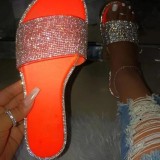 Women Diamond Rhinestone Flat Sandals Shoes