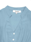 Women V-Neck Summer Sleeveless Patchwork Stand Collar Dress