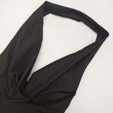 Women Sexy Halter Neck Backless Pile Neck Dress
