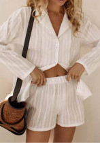 Autumn Women's Fashion Solid Color Shorts & Shirt Casual Home/Outdoor Wear Pajama Set Autumn Women's Fashion Solid Color Shorts & Shirt Casual Home/Outdoor Wear Pajama Set