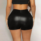 Women asymmetric stretch sexy pu-leather pants skirt