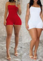 Sexy Summer Solid Color Strap Shorts Jumpsuit for Women