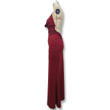 Women Sexy Halter Neck Backless Pile Neck Dress