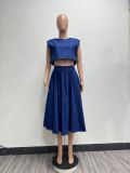 Women Casual Sexy Top and Skirt Denim Two Piece Set