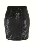 Women Christmas Halloween party sexy sequined bodycon mini skirt