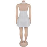 Women Off Shoulder Halter Neck Backless Dress