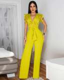 Women Elegant Lace Short Sleeve Jumpsuit