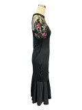 Women's Mesh Jacquard Asymmetrical Slim-Waist Party Dress