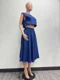Women Casual Sexy Top and Skirt Denim Two Piece Set