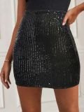 Women Christmas Halloween party sexy sequined bodycon mini skirt