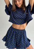 Spring/Summer Fashion Loose and Comfortable Ruffled Star-Print Short Sleeve Shorts Pajamas Women's Home Clothes Set