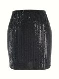 Women Christmas Halloween party sexy sequined bodycon mini skirt