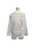 Spring/Summer Women's Fashion Lace Embroidery White Casual Blazer Jacket