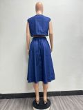 Women Casual Sexy Top and Skirt Denim Two Piece Set