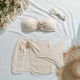Beach Holidays Three-Piece Bikini Short Skirt Swimsuit