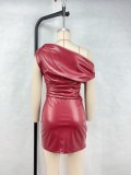 Women's Sexy Nightclub Trend Slash Shoulder Mini Bodycon Dress