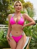 sexy solid color metal diamond bikini Two Pieces swimsuit