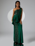 Women One Shoulder Sleeveless Bodycon Dress Evening Dress