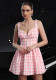 Spring Summer women's fashion sweet plaid sexy Low Back Casual Strap Dress