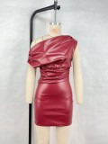 Women's Sexy Nightclub Trend Slash Shoulder Mini Bodycon Dress