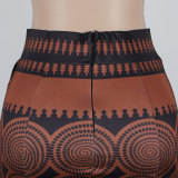 Women Printed Elastic Slit Bodycon Dress