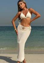 Solid Color Mesh Long Skirt Starfish Bikini Three-Piece Swimsuit Solid Color Mesh Long Skirt Starfish Bikini Three-Piece Swimsuit